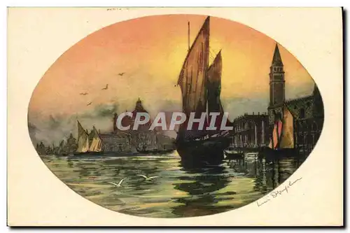 Cartes postales Fantaisie Illustrateur Bateau Venise