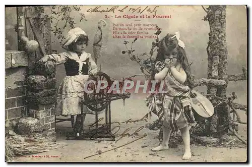 Cartes postales Fantaisie Enfants La cigale et la fourmi