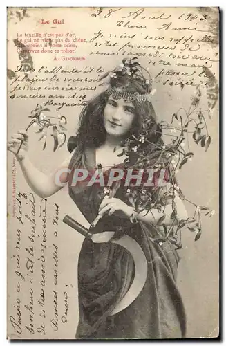 Cartes postales Fantaisie Femme Le gui