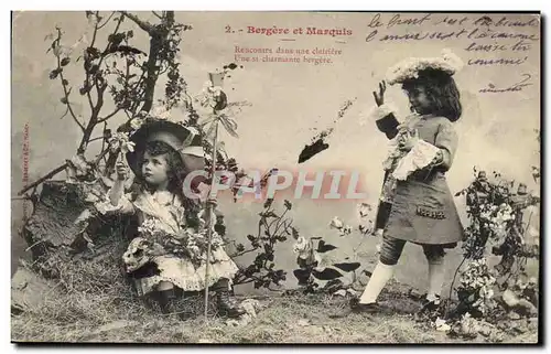 Cartes postales Fantaisie Enfants Bergere et Marquis