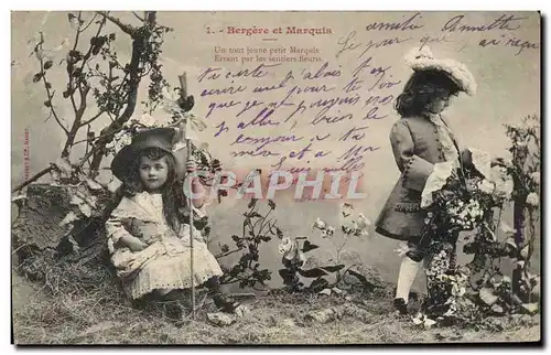 Cartes postales Fantaisie Enfants Bergere et Marquis