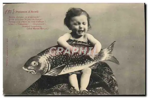 Ansichtskarte AK Fantaisie Enfant Poisson d&#39avril