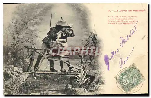 Cartes postales Fantaisie Enfants Le droit de passage Chasseur Chasse