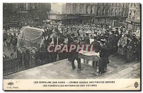 Ansichtskarte AK Les zeppelins sur Paris Les funerailles nationales des victimes