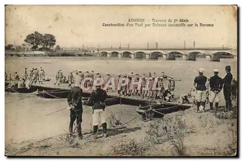 Cartes postales Militaria Avignon Travaux du 7eme Genie Construction d&#39un pont par bateaux successifs sur la