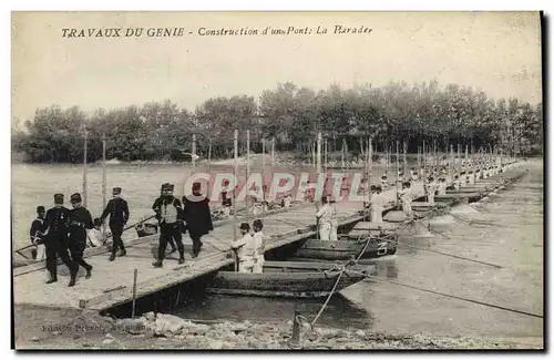 Cartes postales Militaria Travaux du Genie Construction d&#39un pont La Parade