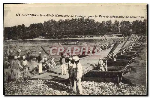 Cartes postales Militaria Avignon 7eme Genie Manoeuvre de pontage apres la parade preparatifs de demolition