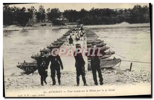 Ansichtskarte AK Militaria Avignon Pont monte sur le Rhone par le 7eme Genie