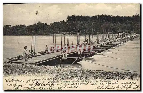 Cartes postales Militaria Avignon Pont de bateaux sur le Rhone par le 7eme Genie