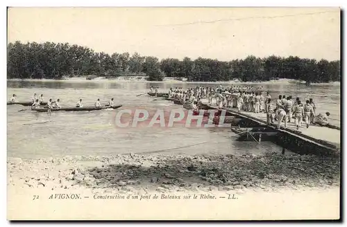 Ansichtskarte AK Militaria Avignon Construction d&#39un pont de bateaux sur le Rhone