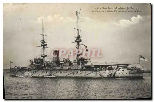 Ansichtskarte AK Bateau Fetes Franco Anglaises Juillet 1905 Le Cuirasse anglais Illustrious en rade de Brest