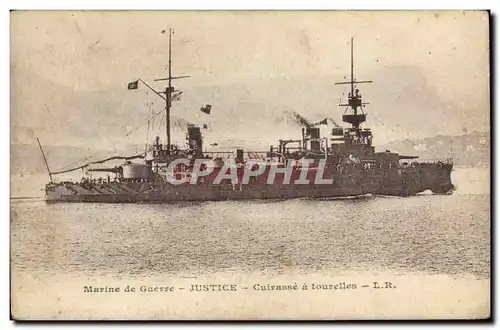 Cartes postales Bateau Justice Cuirasse a tourelles