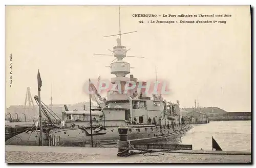Ansichtskarte AK Bateau Cherbourg le port militaire et l&#39arsenal maritime Le Jemmapes Cuirasse d&#39escadre 1e