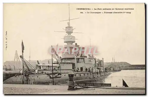 Cartes postales Bateau Cherbourg le port militaire et l'arsenal maritime Le Jemmapes Cuirasse d'escadre 1e