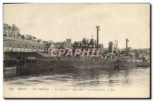 Cartes postales Bateau Brest Port militaire Le Cuirasse Jean Bart en construction