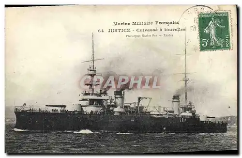 Cartes postales Bateau Justice Cuirasse a tourelles