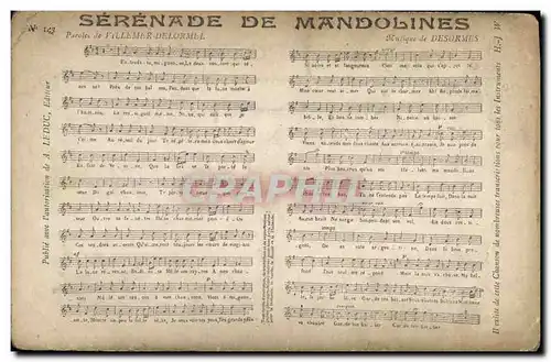 Cartes postales Serenade des Mandolines Villemer Delormel Desormes