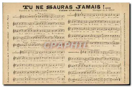 Cartes postales Tu ne sauras jamais ! Millandy Rico Valse Chantee
