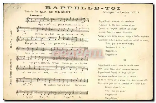 Cartes postales Rappelle toi Alfred de Musset Louise louis