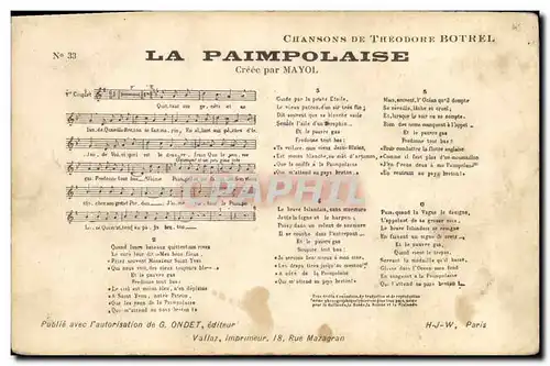 Cartes postales Les Pampolaises Theodore Botrel