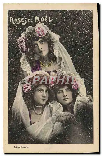 Cartes postales Fantaisie Femmes Roses de Noel