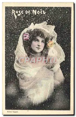 Cartes postales Fantaisie Femme Rose de Noel