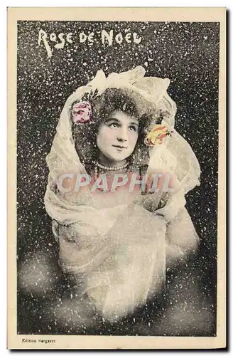 Cartes postales Fantaisie Femme Rose de Noel