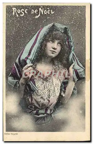 Cartes postales Fantaisie Femme Rose de Noel