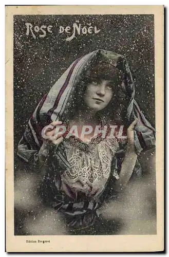 Cartes postales Fantaisie Femme Rose de Noel