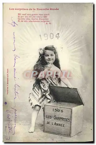 Cartes postales Fantaisie Enfant Les surprises de la Nouvelle annee 1904