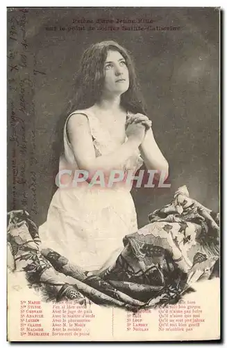 Cartes postales Fantaisie Femme Priere d'une jeune fille sur le point de coiffer Sainte Catherine