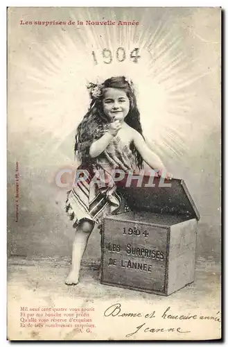 Cartes postales Fantaisie Enfant Les surprises de la nouvelle annee 1904