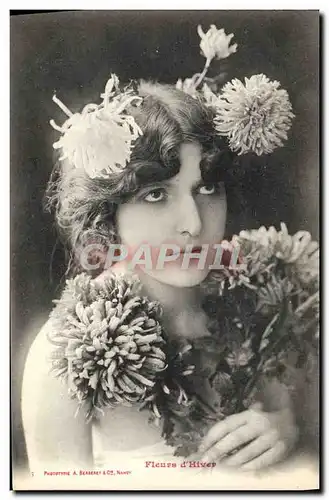 Cartes postales Fantaisie Femme Fleurs d&#39hiver