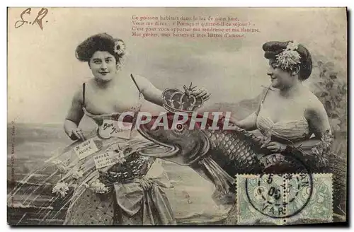 Cartes postales Fantaisie Femme Poisson