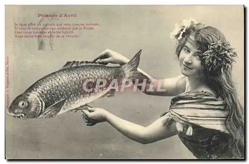 Cartes postales Fantaisie Femme Poisson d&#39Avril