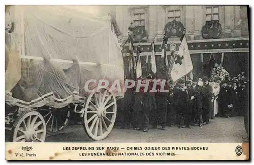 Ansichtskarte AK Les zeppelins sur Paris Les funerailles nationales des victimes