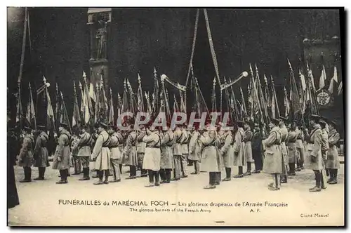 Ansichtskarte AK Funerailles du Marechal Foch Les glorieux drapeaux de l&#39armee francaise