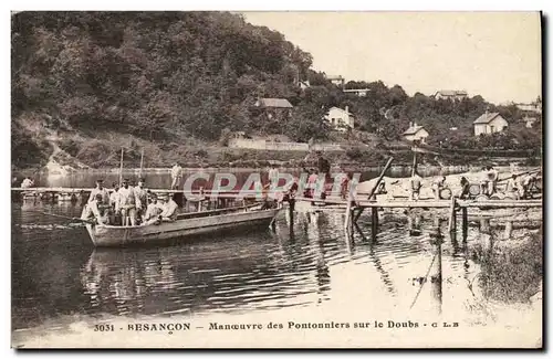 Cartes postales Militaria Besancon Manoeuvre des pontonniers sur le Doubs