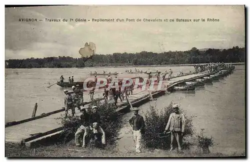 Ansichtskarte AK Militaria Avignon Travaux du 7eme Genie Repliement d&#39un pont de chevalets et de bateaux sur l