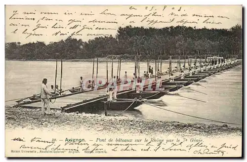 Cartes postales Militaria Avignon Pont de bateaux sur le Rhone par le 7eme Genie