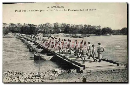 Ansichtskarte AK Militaria Avignon Pont sur le Rhone par le 7eme Genie Le passage des troupes