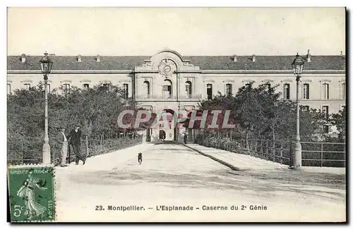 Cartes postales Militaria Montpellier L&#39esplanade Caserne du 2eme Genie