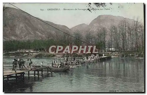 Cartes postales Militaria Grenoble Manoeuvre de pontage par le Genie sur l&#39Isere