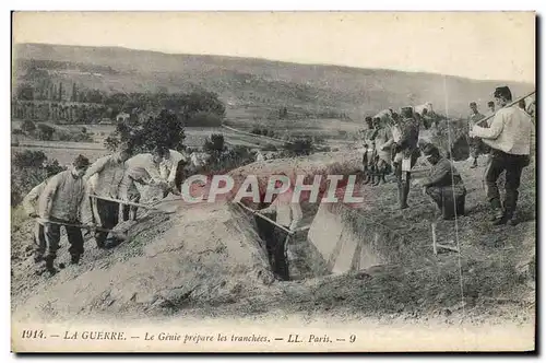 Cartes postales Militaria Le Genie prepare les tranchees