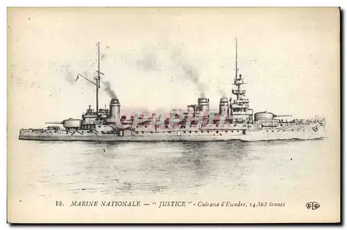 Cartes postales Bateau Justice Cuirasse d'escadre