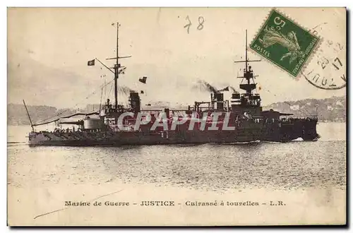 Cartes postales Bateau Justice Cuirasse a tourelles