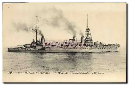 Cartes postales Bateau Justice Cuirasse d'escadre