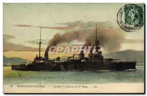 Cartes postales Bateau Justice Cuirasse de 1er rang