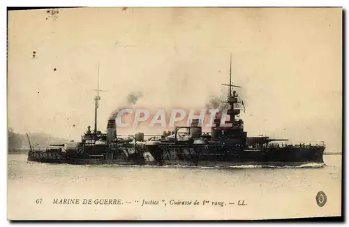 Cartes postales Bateau Justice Cuirasse de 1er rang