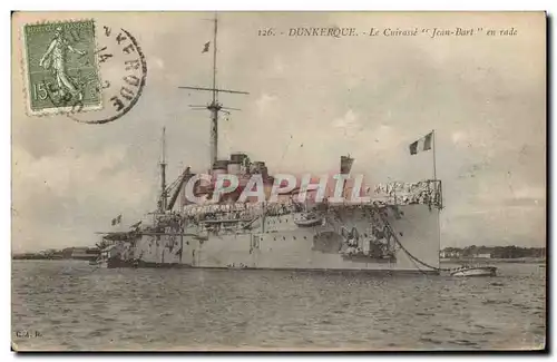 Cartes postales Bateau Dunkerque Le cuirasse Jean Bart en rade